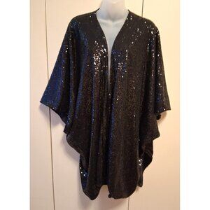 Torrid Black Sequin Kimono Jacket Sequined Ruana One Size Plus Size Glam Party